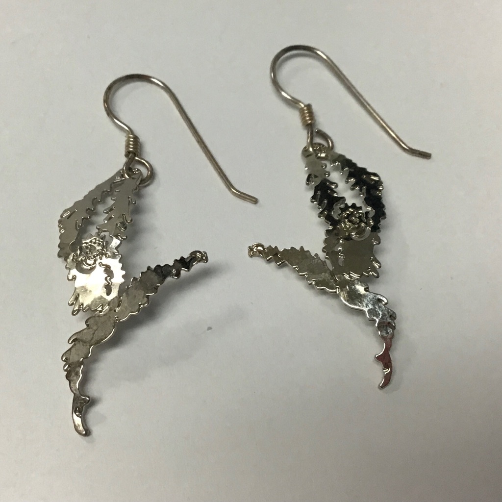 Nwt Wild Bryde Monkey Dangle Leg Wire Pierced Earrings Rhodium Plated